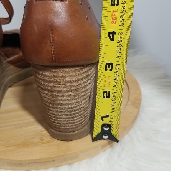 Rare! Vintage Y2K Paris Blues Brown Ankle Strap Leather Heels - Picture 4 of 8